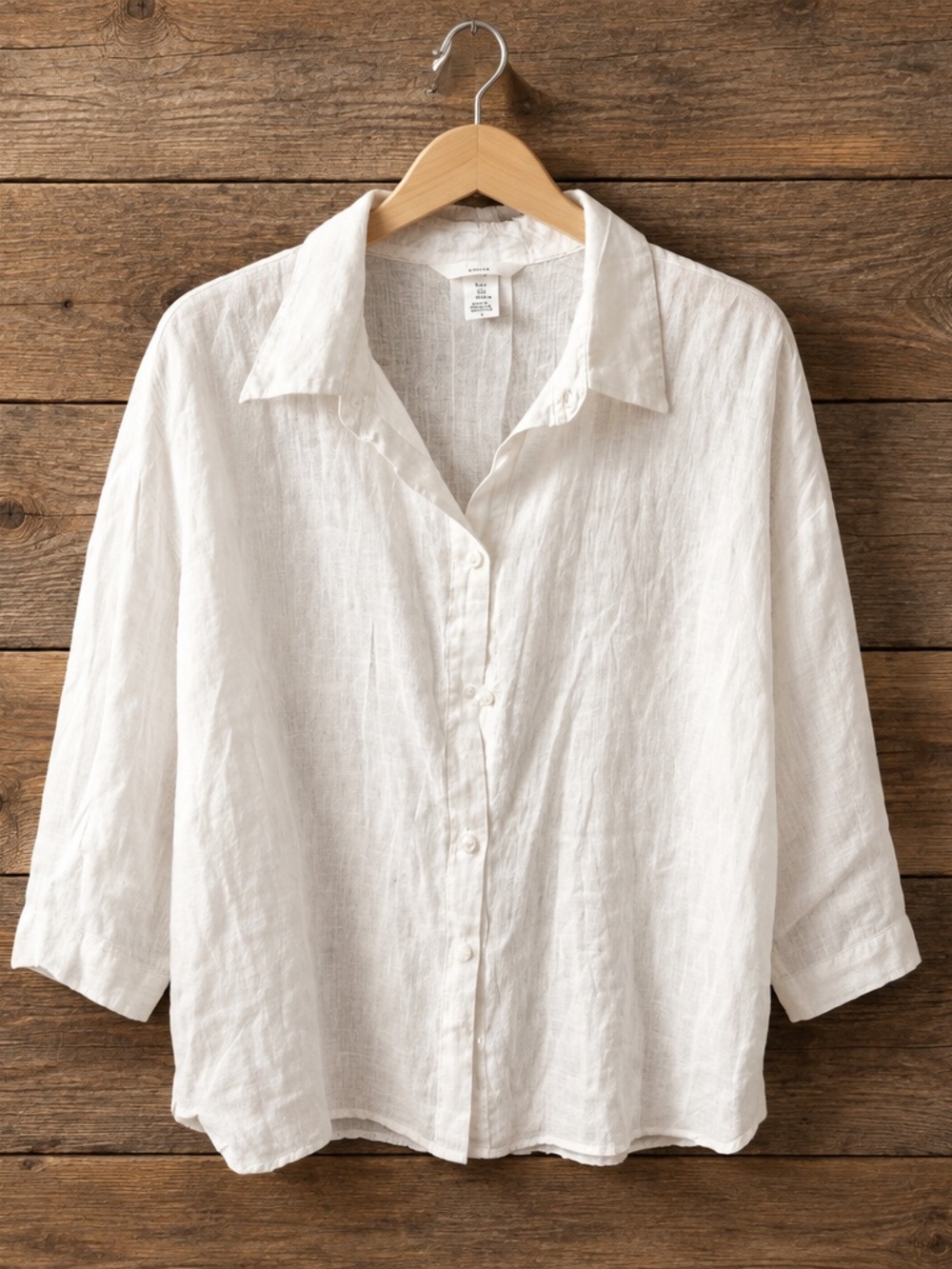 H&M White Linen Button-Front Blouse